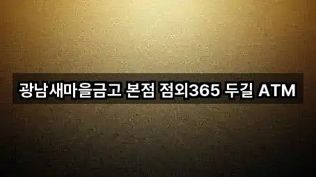 광남새마을금고 본점 점외365 두길 ATM
