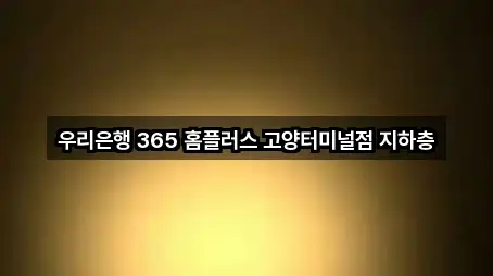 우리은행 365 홈플러스 고양터미널점 지하층